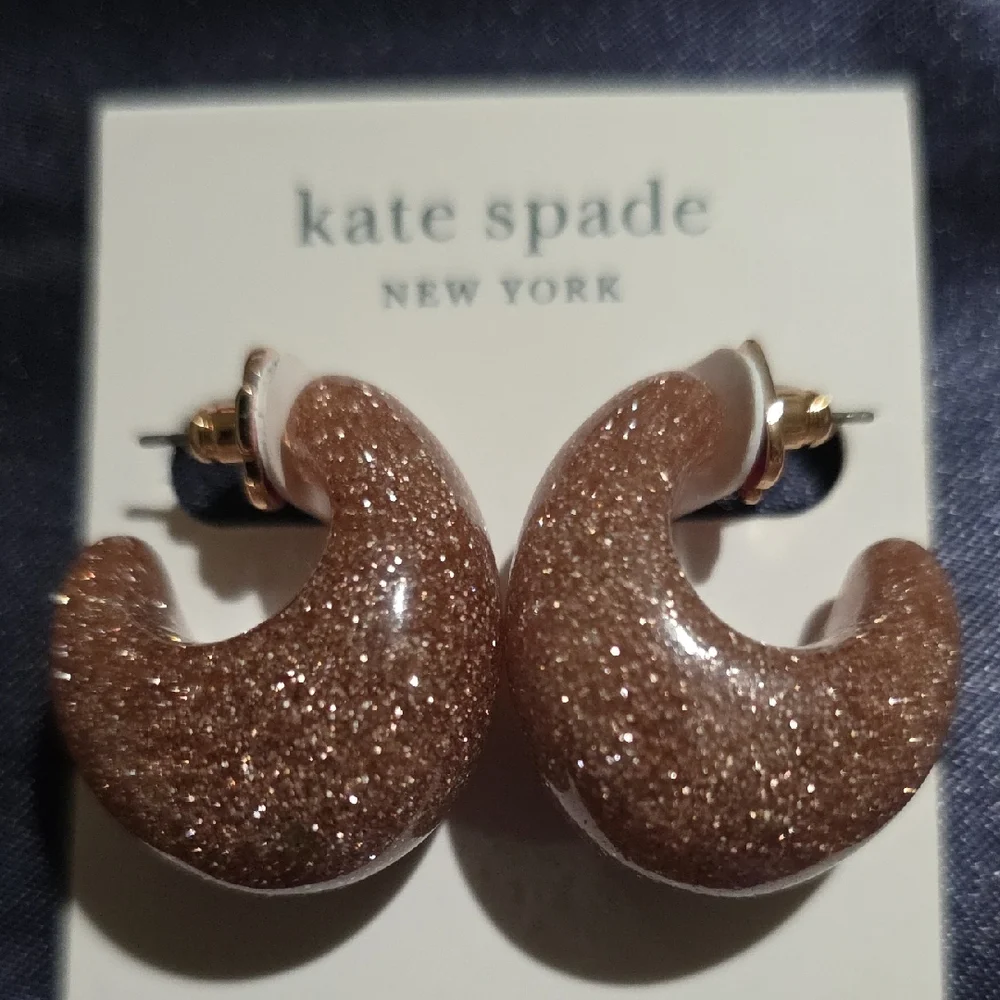 Kate Spade Sparkling‎ Brown Hoop Earrings